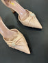 Ladies Elegant Pearl Decor Bow Pointy Toe Heel